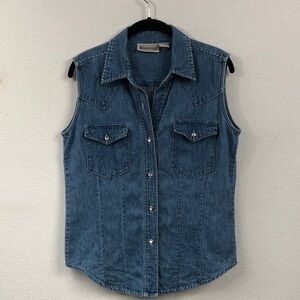 Vintage Aeropostale Denim Vest Western Pearl Snap Button Cowgirl Rodeo Medium